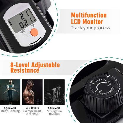 Goplus Folding Rowing Machine,Magnetic Rower with Adjustable Resistance and LCD Display