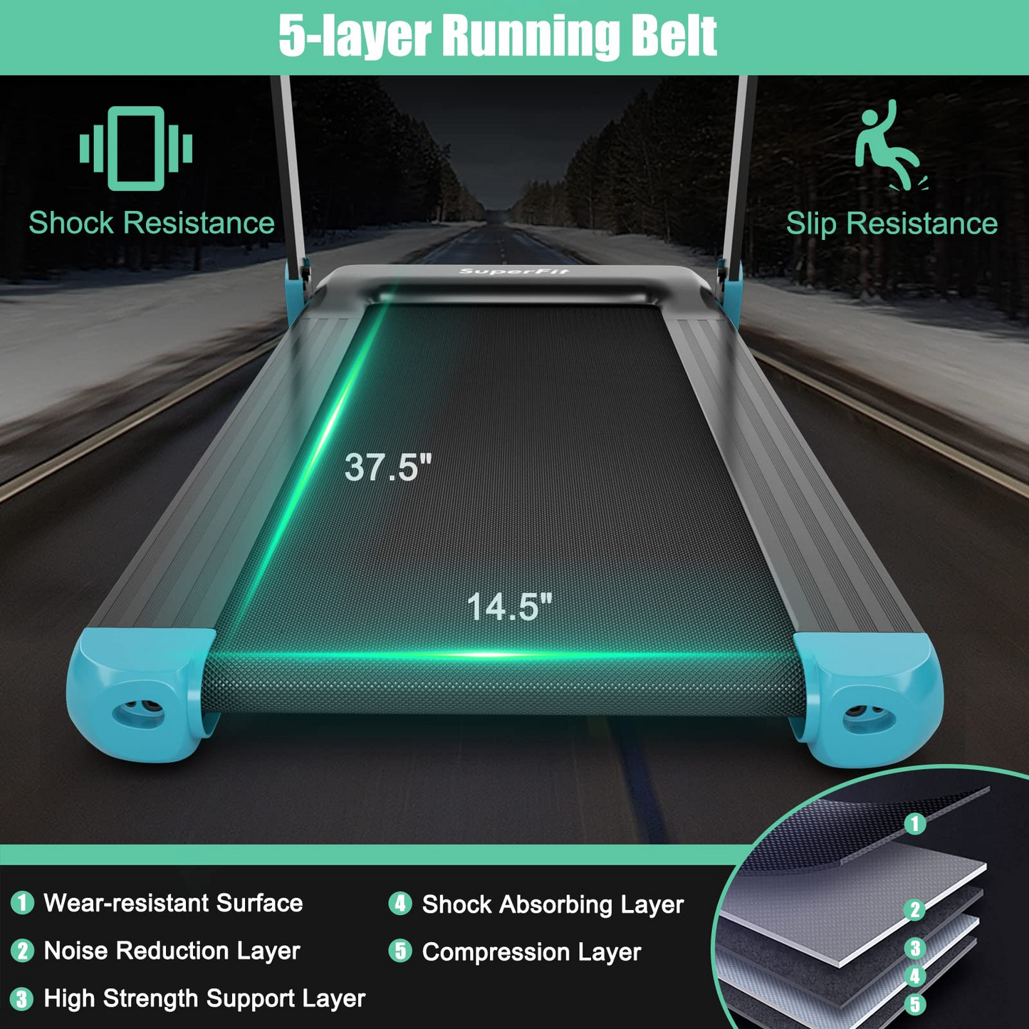 Goplus Folding Treadmill, Compact Superfit Treadmill with APP Control, Blue Tooth Speaker
