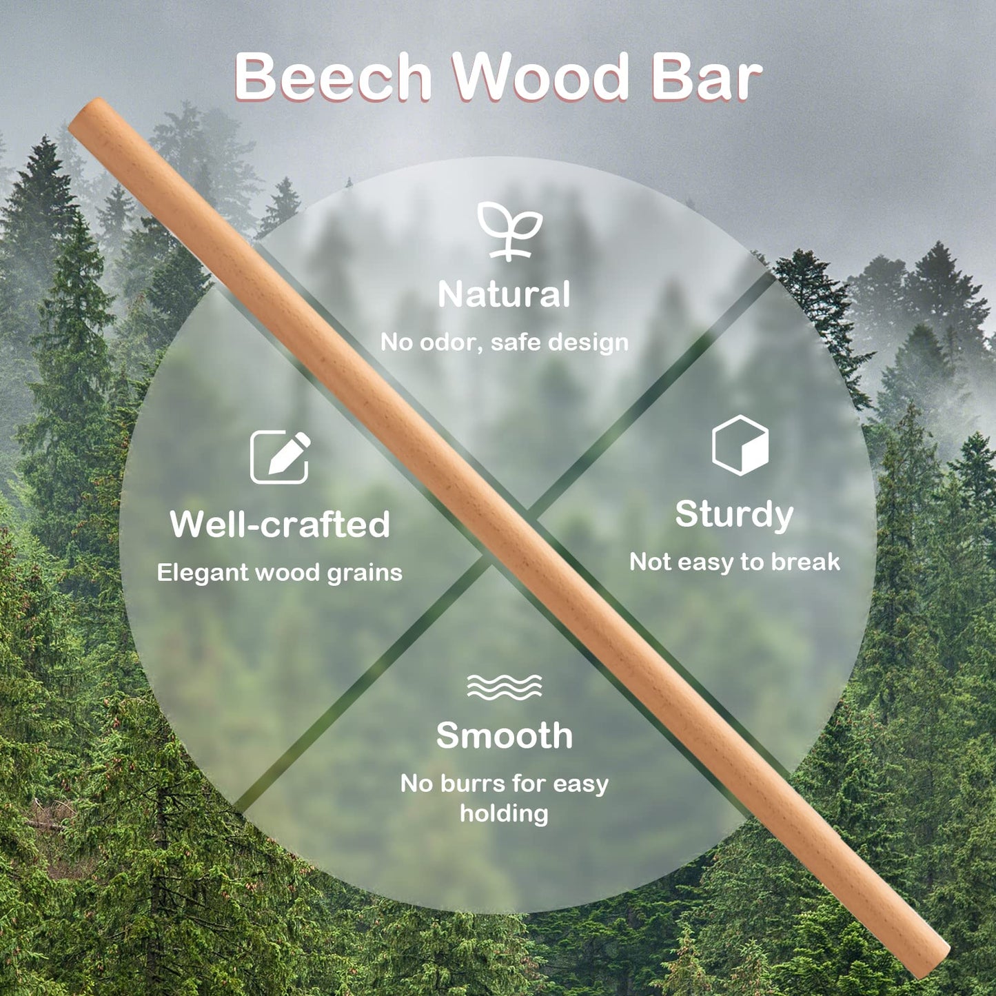 Goplus Wall Mounted Ballet Barre, 4 FT Solid Beech Wood Ballet Bar