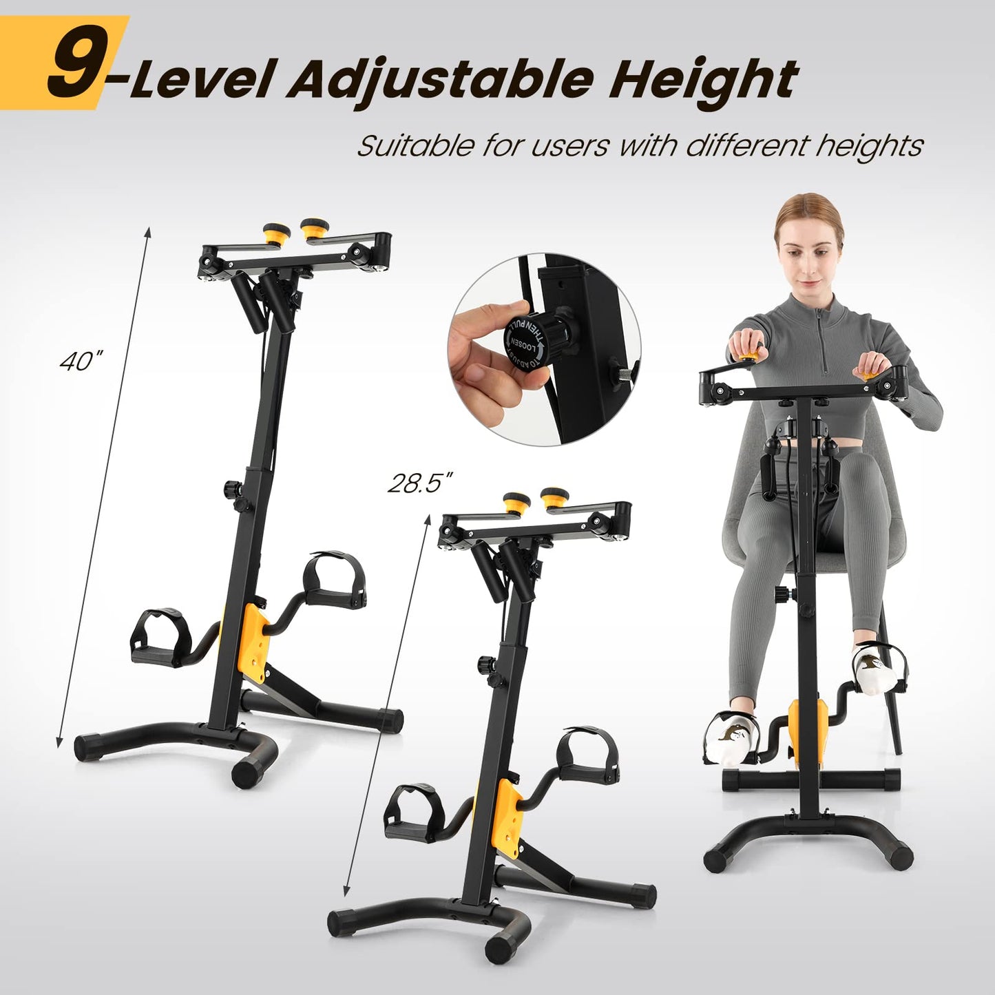 Goplus Foldable Pedal Exerciser for Seniors, Hand Arm Leg Knee Physical Therapy Exercise Bike