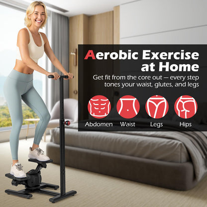 Goplus 2 in 1 Twist Stepper with Handlebar Waist Twister Platform & LCD Monitor