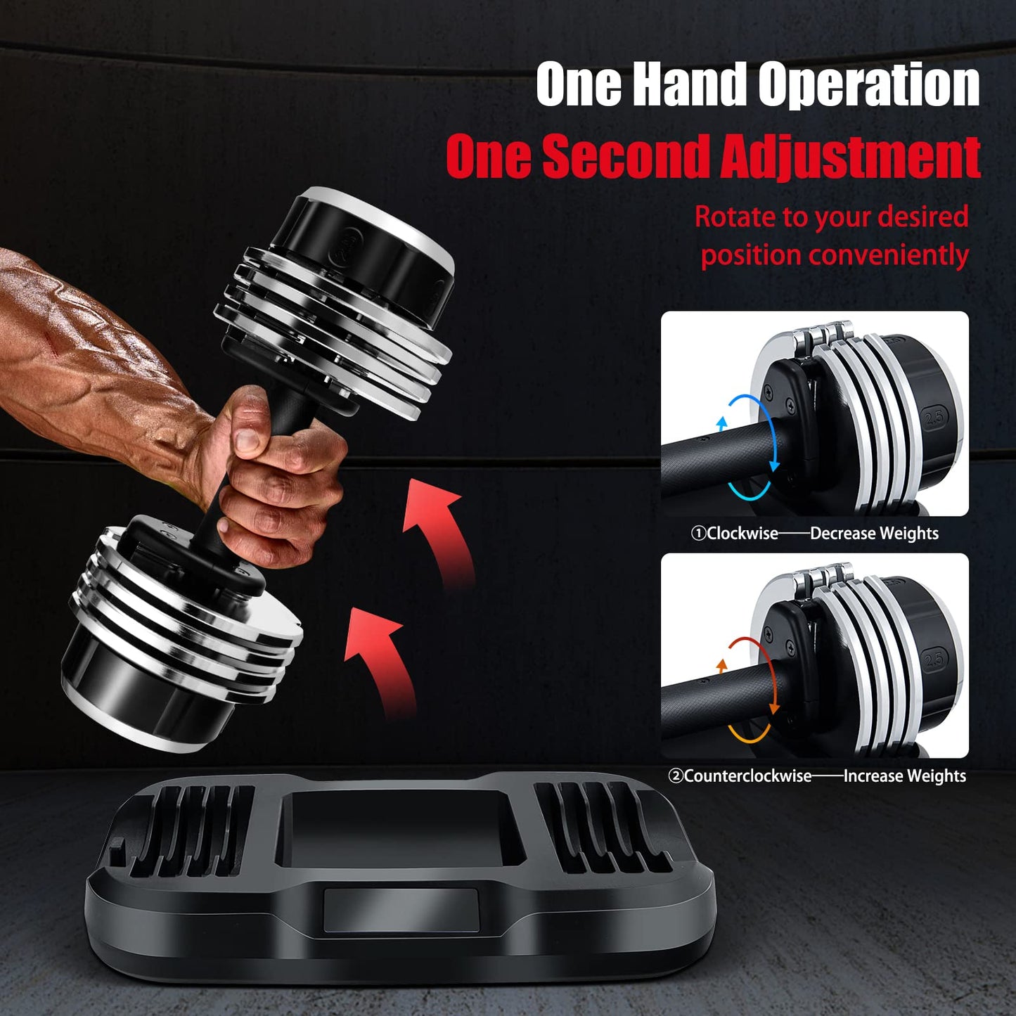 Adjustable Dumbbells, 25 lbs Single Dumbbell