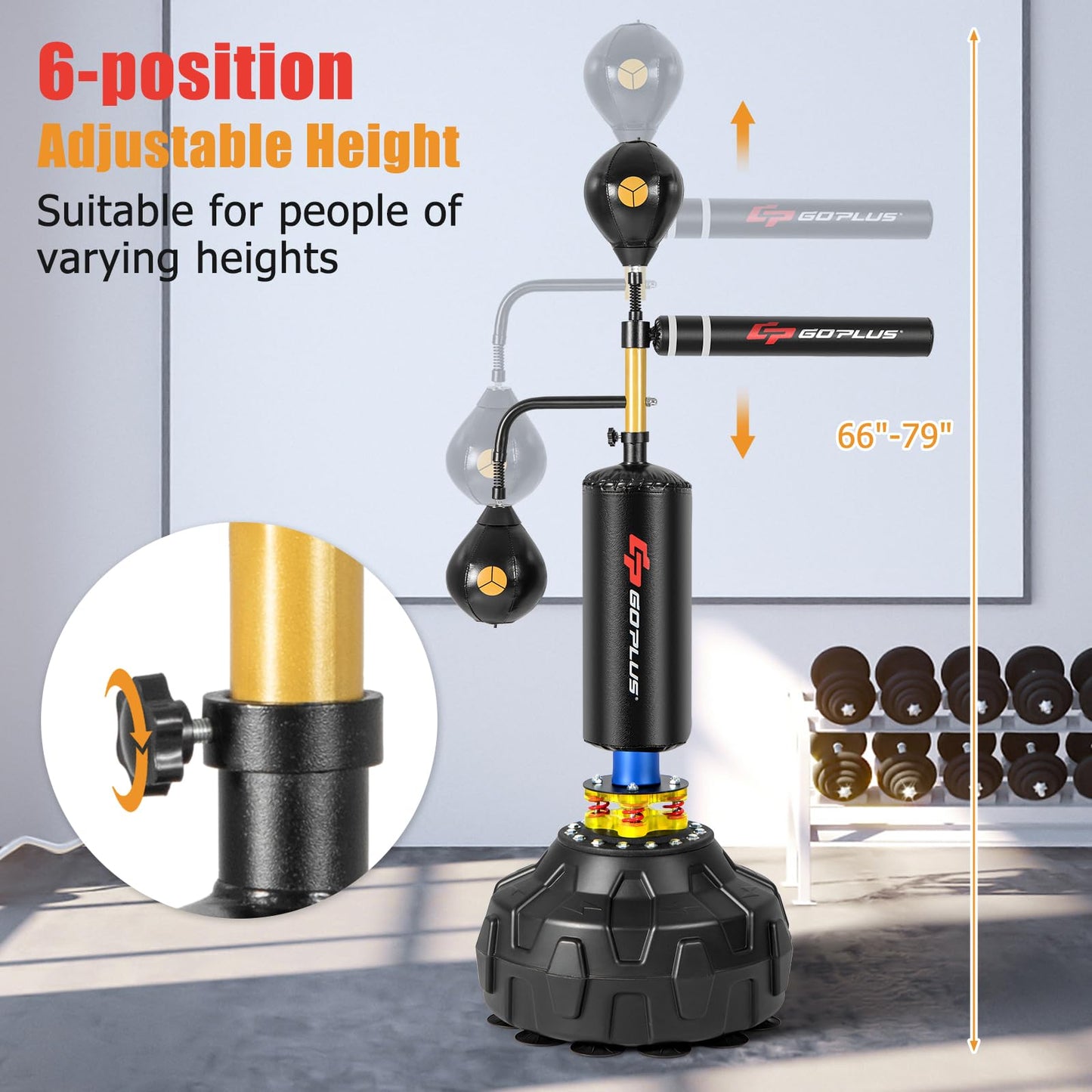 Goplus Boxing Speed Trainer, Freestanding Punching Bag 360-degree Spinning Bar with 2 Reflex Speed Balls