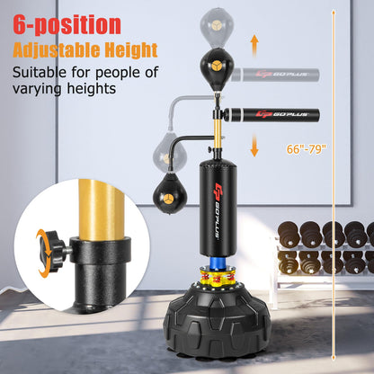 Goplus Boxing Speed Trainer, Freestanding Punching Bag 360-degree Spinning Bar with 2 Reflex Speed Balls