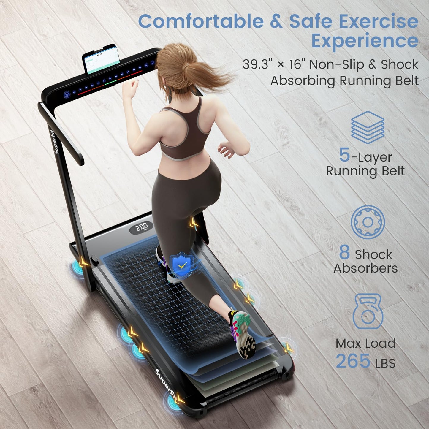 Goplus 2 in 1 Under Desk Treadmill, 2.5HP Superfit Folding Treadmill with Touch Panel Control, Treadmills for Home Office