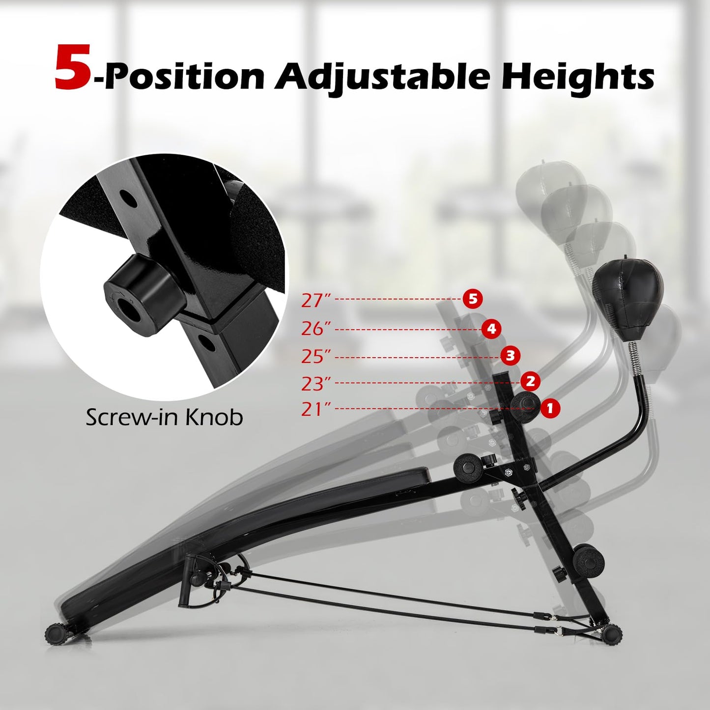 Goplus Adjustable Decline Sit Up Bench for Exercise, Foldable Curved Slant Bench