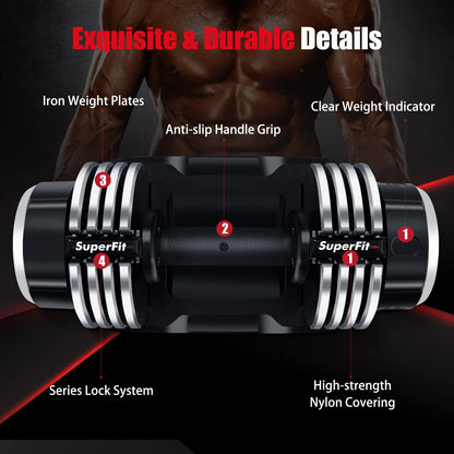 Adjustable Dumbbells, 25 lbs Single Dumbbell