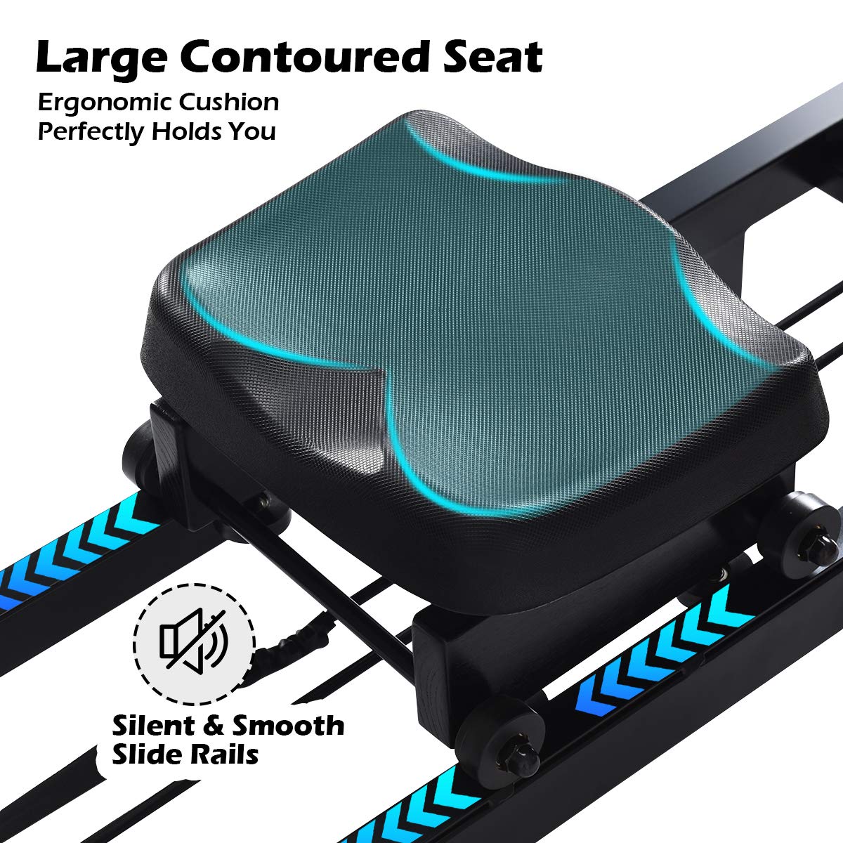 Water Rowing Machine Dual Track Adjustable Resistance with LCD Display and Large Weight Capacity for Home Use