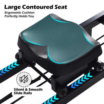 Water Rowing Machine Dual Track Adjustable Resistance with LCD Display and Large Weight Capacity for Home Use