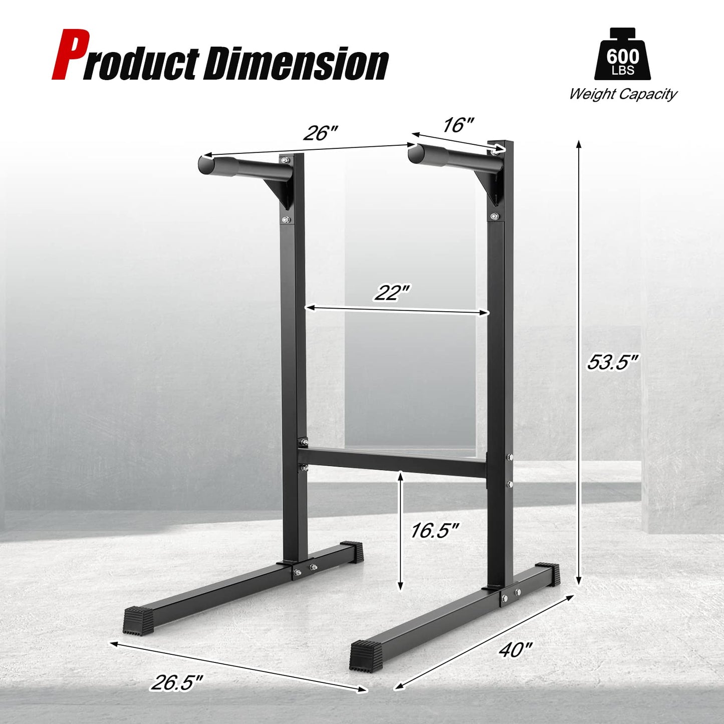Goplus Multifunctional Dip Stand Dip Station, 600 LBS Capacity Heavy Duty Dip Bar Push Up Bar