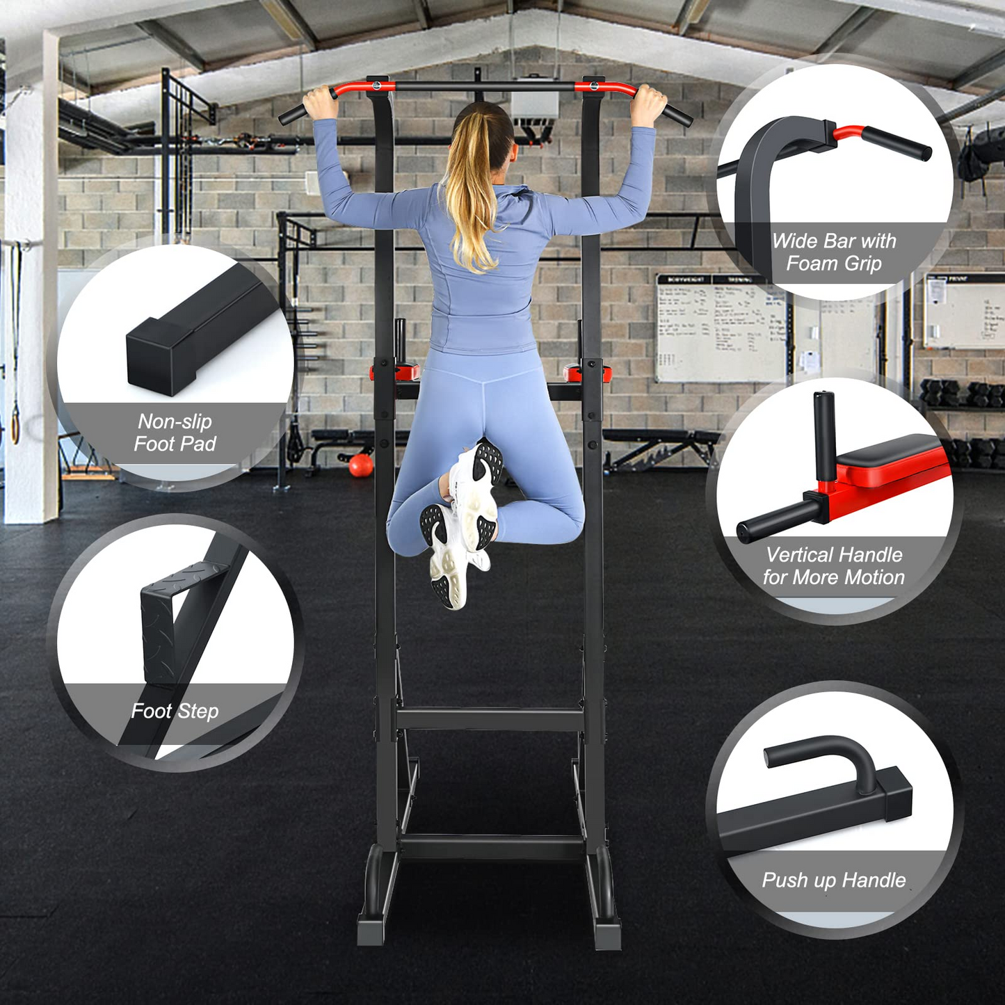 Goplus Power Tower Pull Up Bar Dip Station
