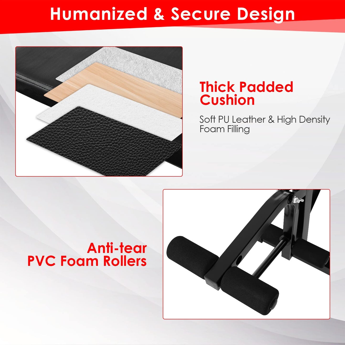 Goplus Adjustable Olympic Weight Bench Barbell Rack Set, Foldable Workout Bench Press Set with Leg Developer