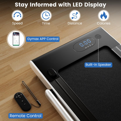 Goplus 340 LBS Capacity Walking Pad with Handle Bar Under Desk Treadmill with Apps