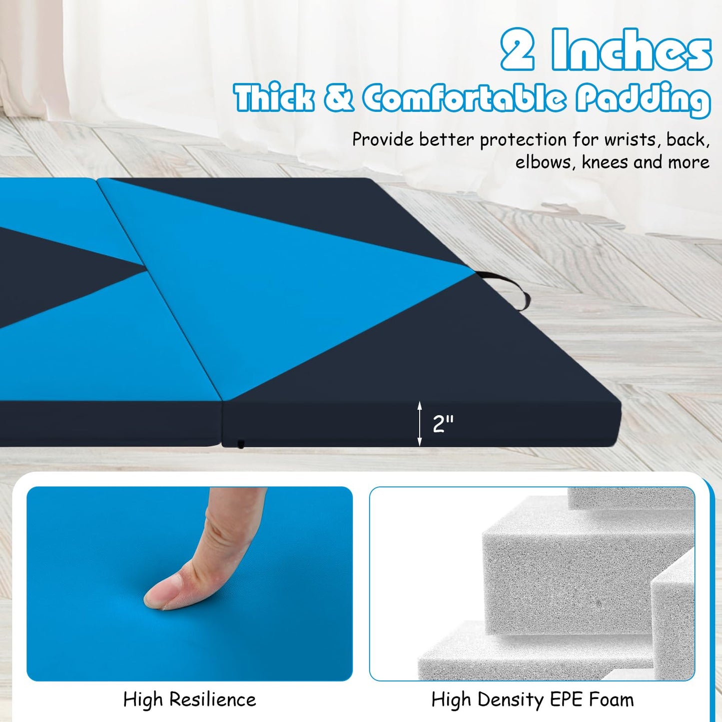 Goplus 8' x 4' x 2 Folding Tumbling Mat with Carry Handles Hook & Loop Fasteners