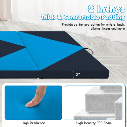 Goplus 8' x 4' x 2 Folding Tumbling Mat with Carry Handles Hook & Loop Fasteners