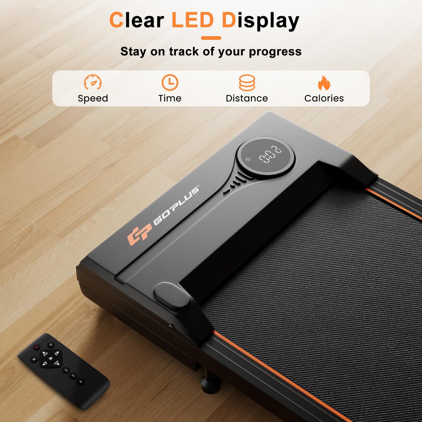 Goplus Walking Pad 340 LBS Capacity Under Desk Treadmill with Remote Control LED Display