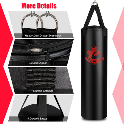 Goplus Punching Bag for Adults, 63LBS Filled Hanging Boxing Bag Set with 12OZ Boxing Gloves & 95 Hand Wraps
