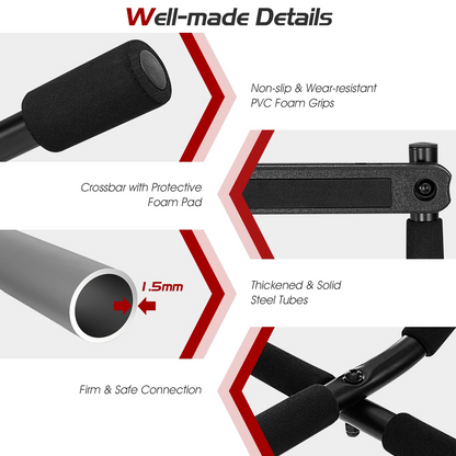 Goplus Pull Up Bar for Doorway, Multi-Grip Chin Up Bar w/ Foam Grips for Door Frame