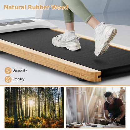 Goplus Walking Pad, Wooden Under Desk Treadmill for Home and Office
