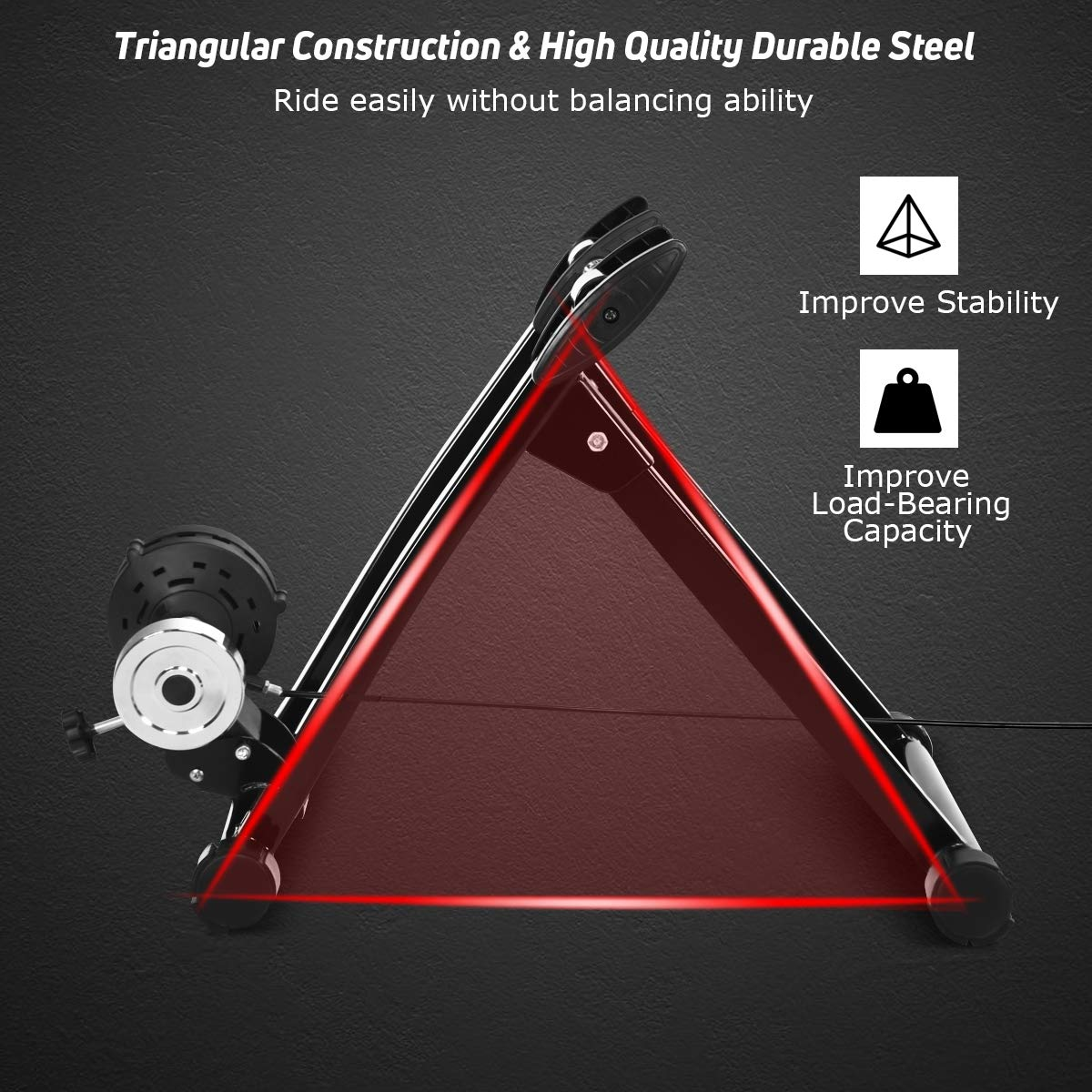 Goplus Bike Trainer Stand, Indoor Magnetic Exercise Bicycle Trainers with 8 Levels Resistance