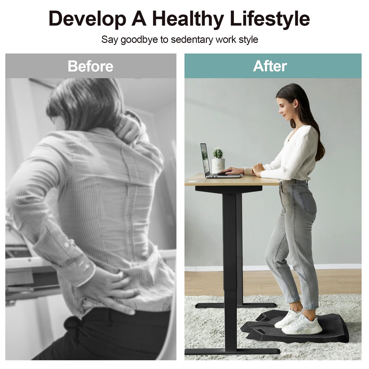 Anti Fatigue Standing Desk Mat, Ergonomic Cushioned Comfort Floor Mat