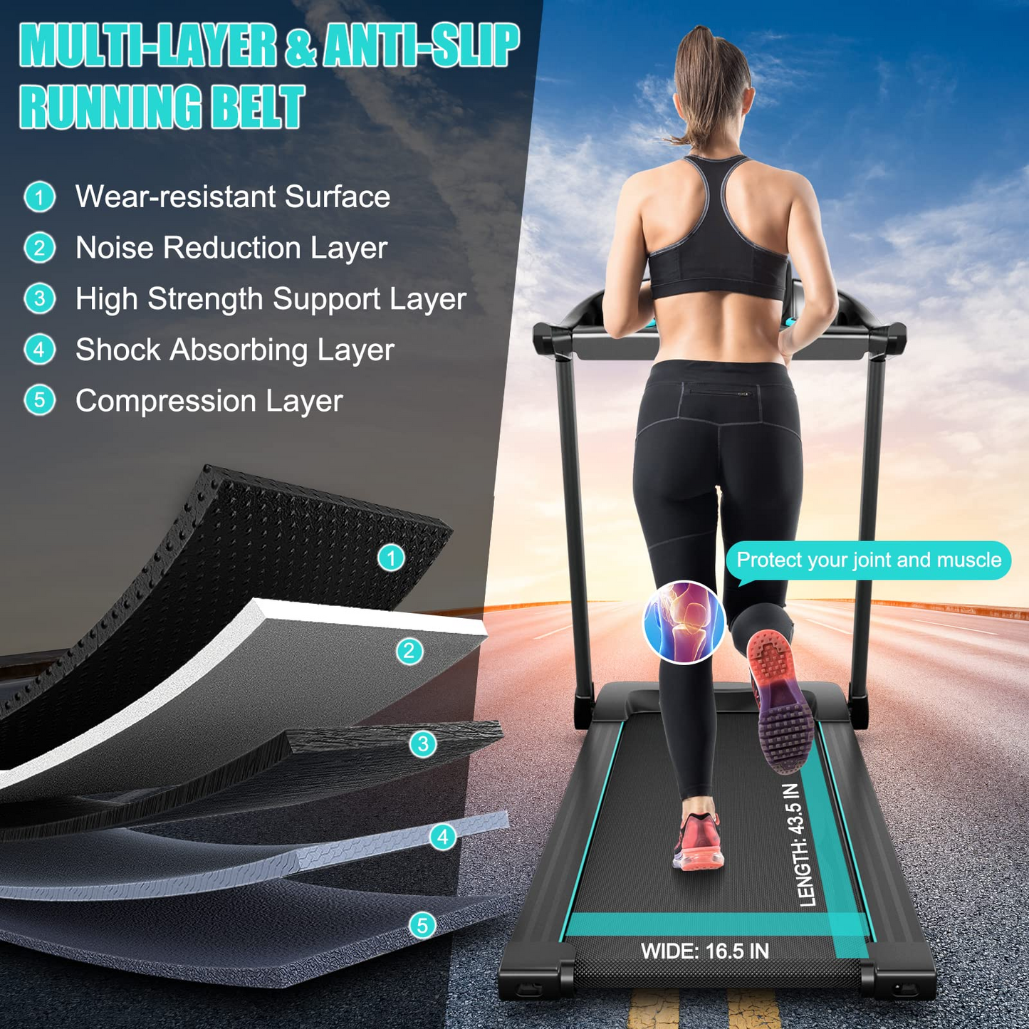 Goplus 2.25HP Folding Treadmill, Portable Electric Superfit Treadmill W/APP Control