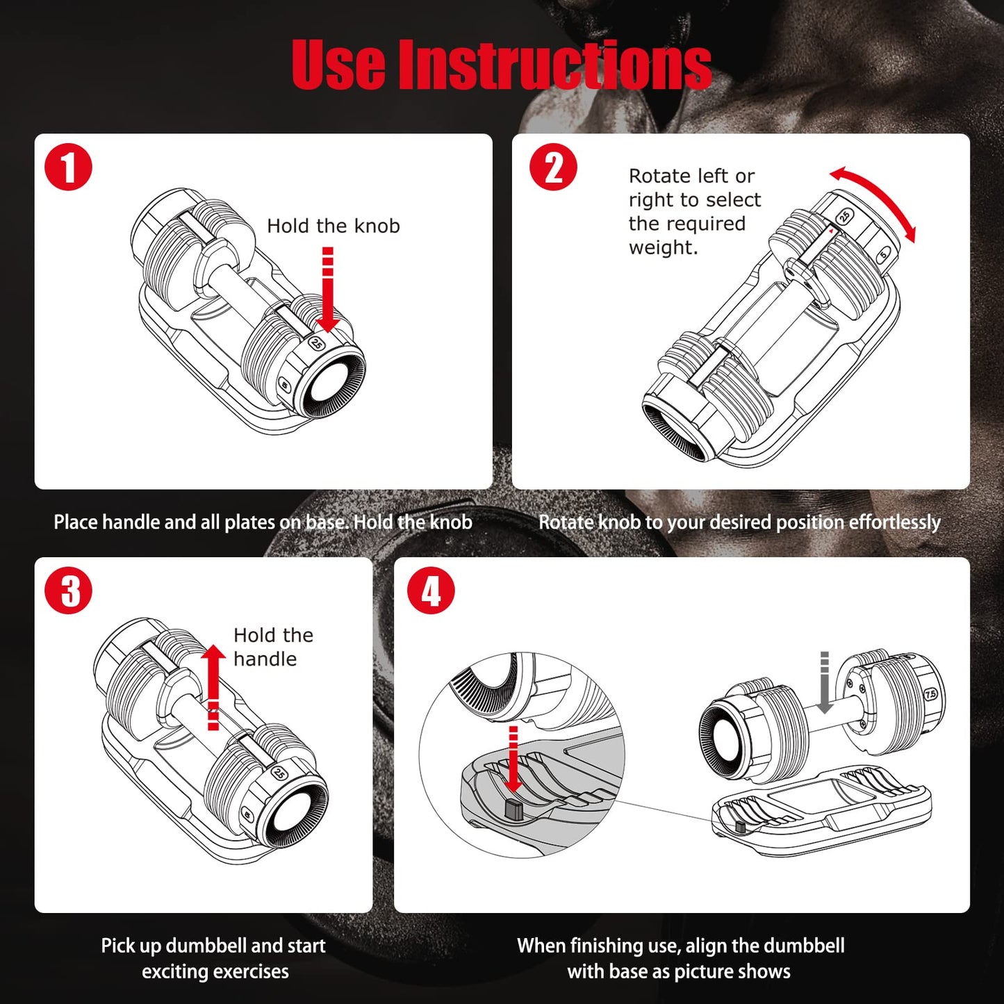 Adjustable Dumbbells, 25 lbs Single Dumbbell