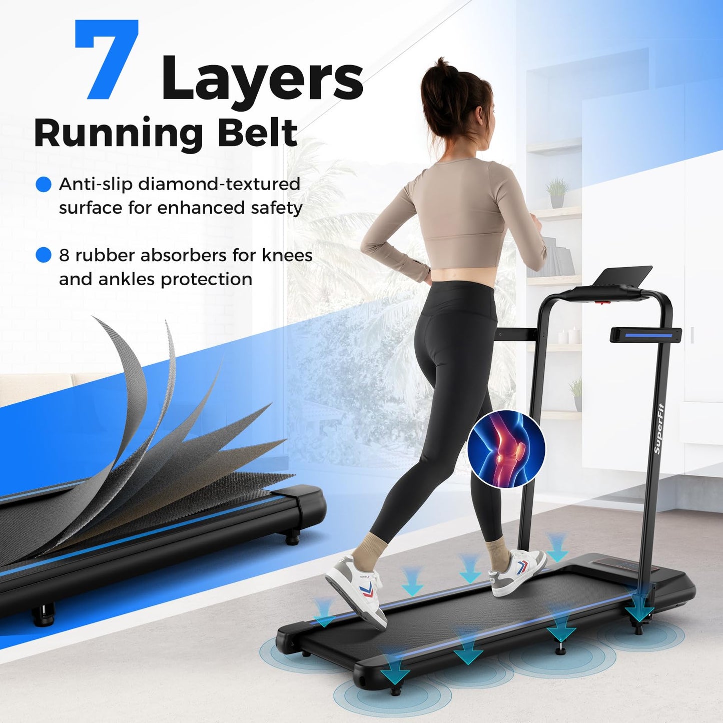 Goplus 2 in 1 Folding Treadmill with Incline, 3.0HP Walking Pad, 265lb Capacity Under Desk Treadmill with Remote Control, APP and LED Display