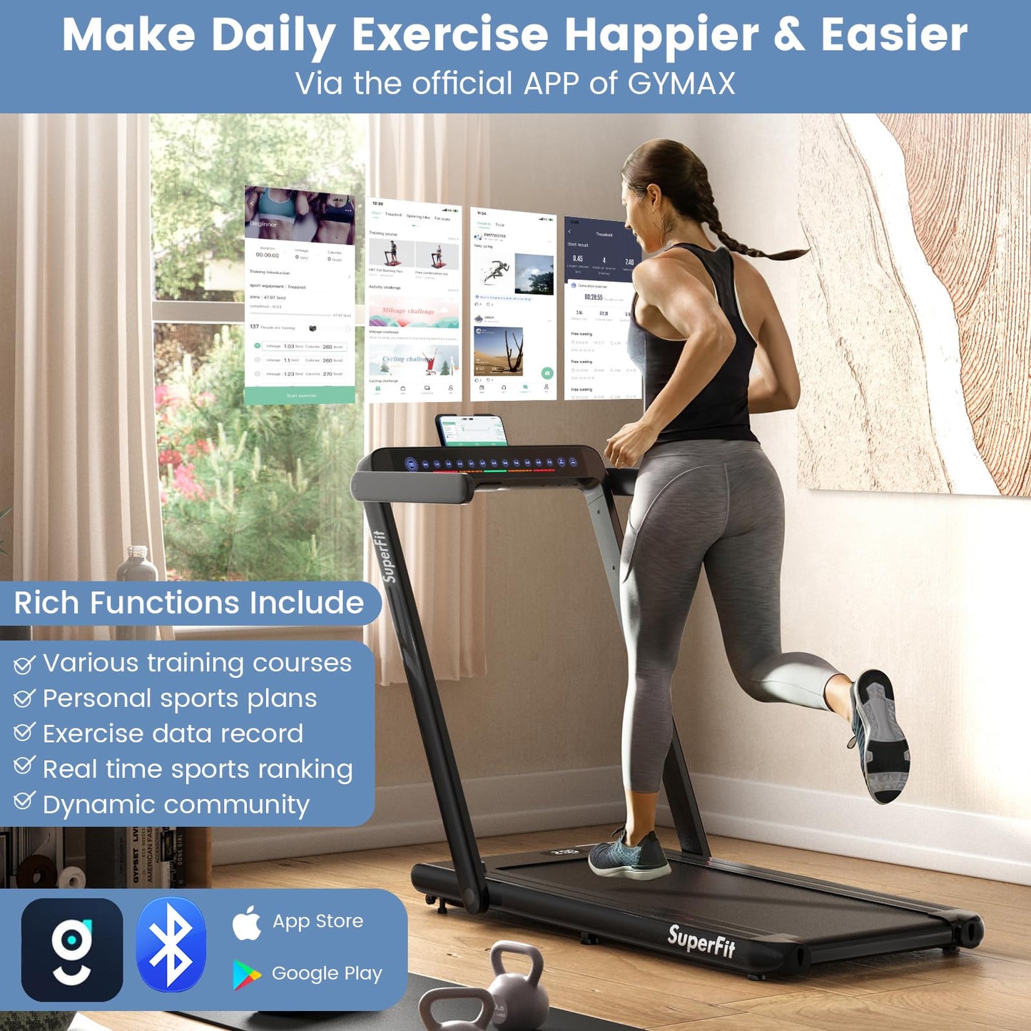 Goplus 2 in 1 Under Desk Treadmill, 2.5HP Superfit Folding Treadmill with Touch Panel Control, Treadmills for Home Office