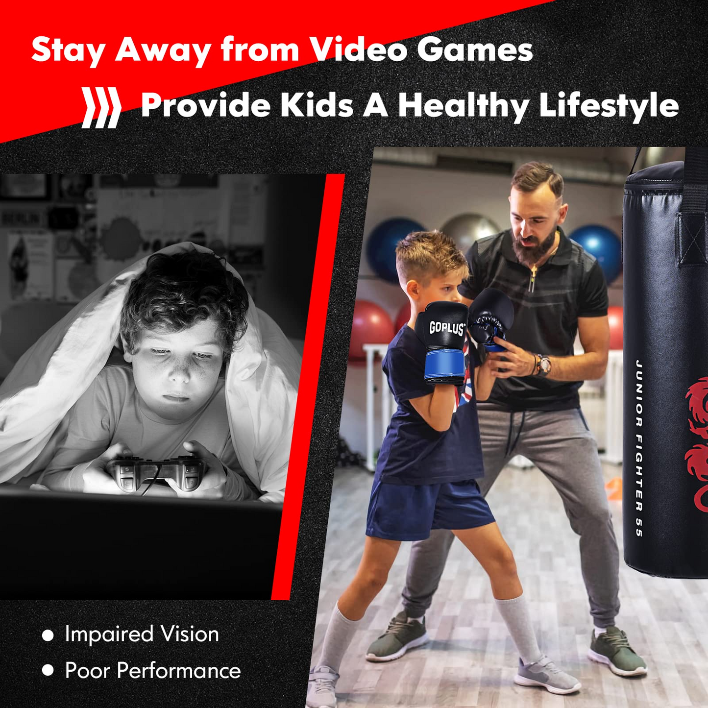 Goplus Punching Bag Set with Gloves, 40LBS Filled Kick Boxing Bag, Rucksack, Jump Rope