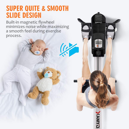 Goplus Folding Rowing Machine,Magnetic Rower with Adjustable Resistance and LCD Display