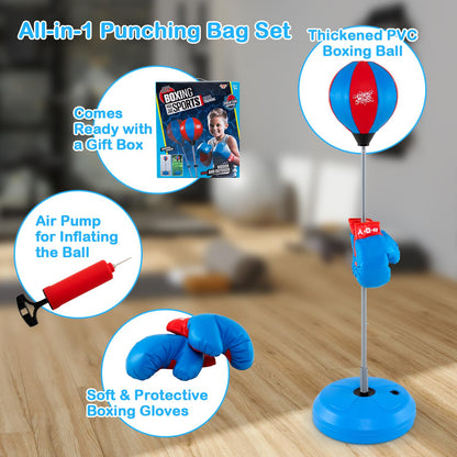 Goplus Punching Bag for Kids Adjustable Boxing Toy Set with Reflex Bag
