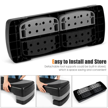 Goplus 31 Aerobic Exercise Stepper Deck, Adjustable Fitness Workout Step Platform Trainer with Risers