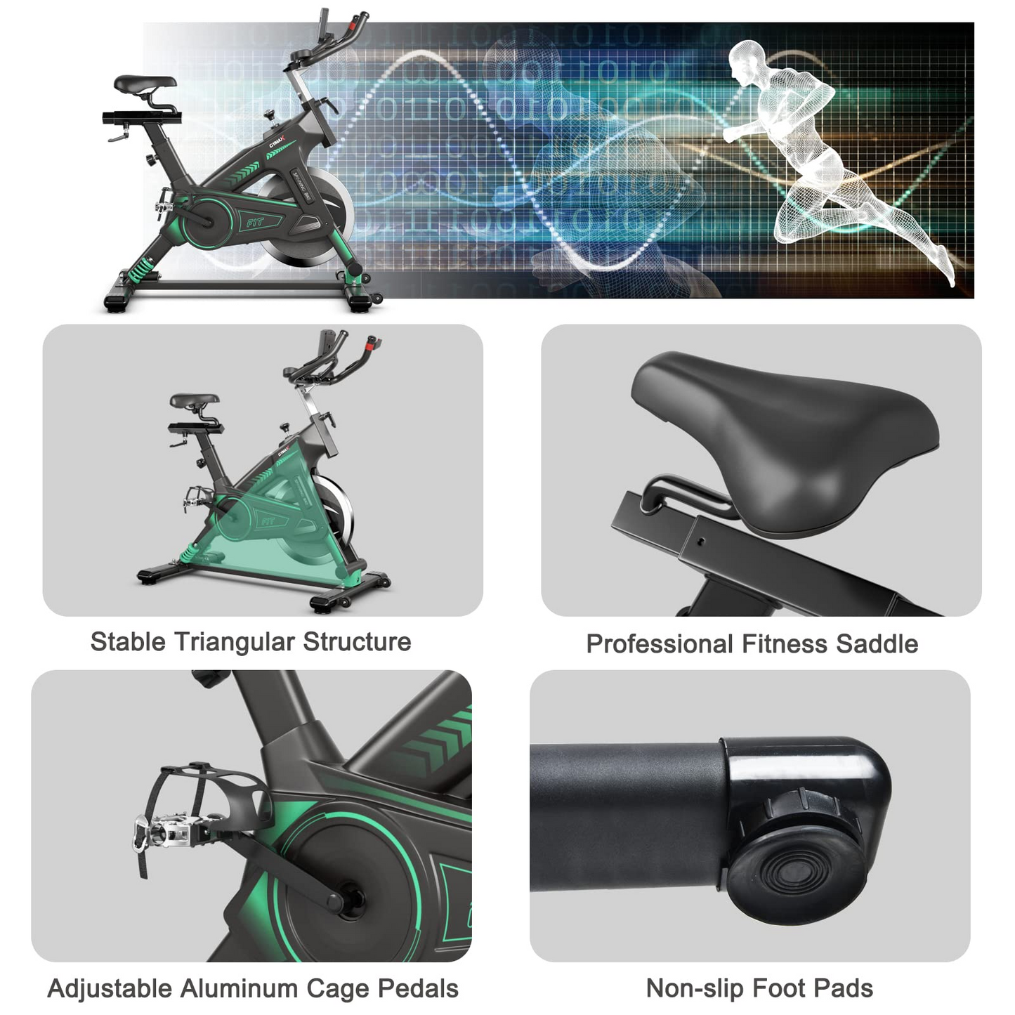 Goplus Indoor Cycling Bike, Stationary Exercise Bike Workout Bike with Device Holders