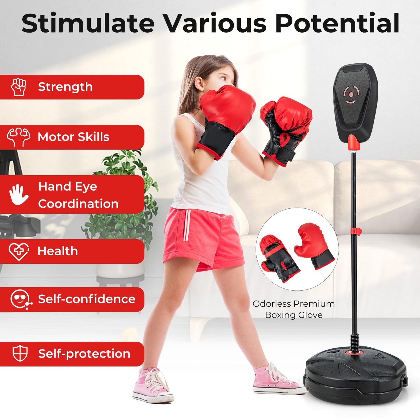 Goplus Inflation-Free Punching Bag, Boxing Bag Set with Boxing Gloves