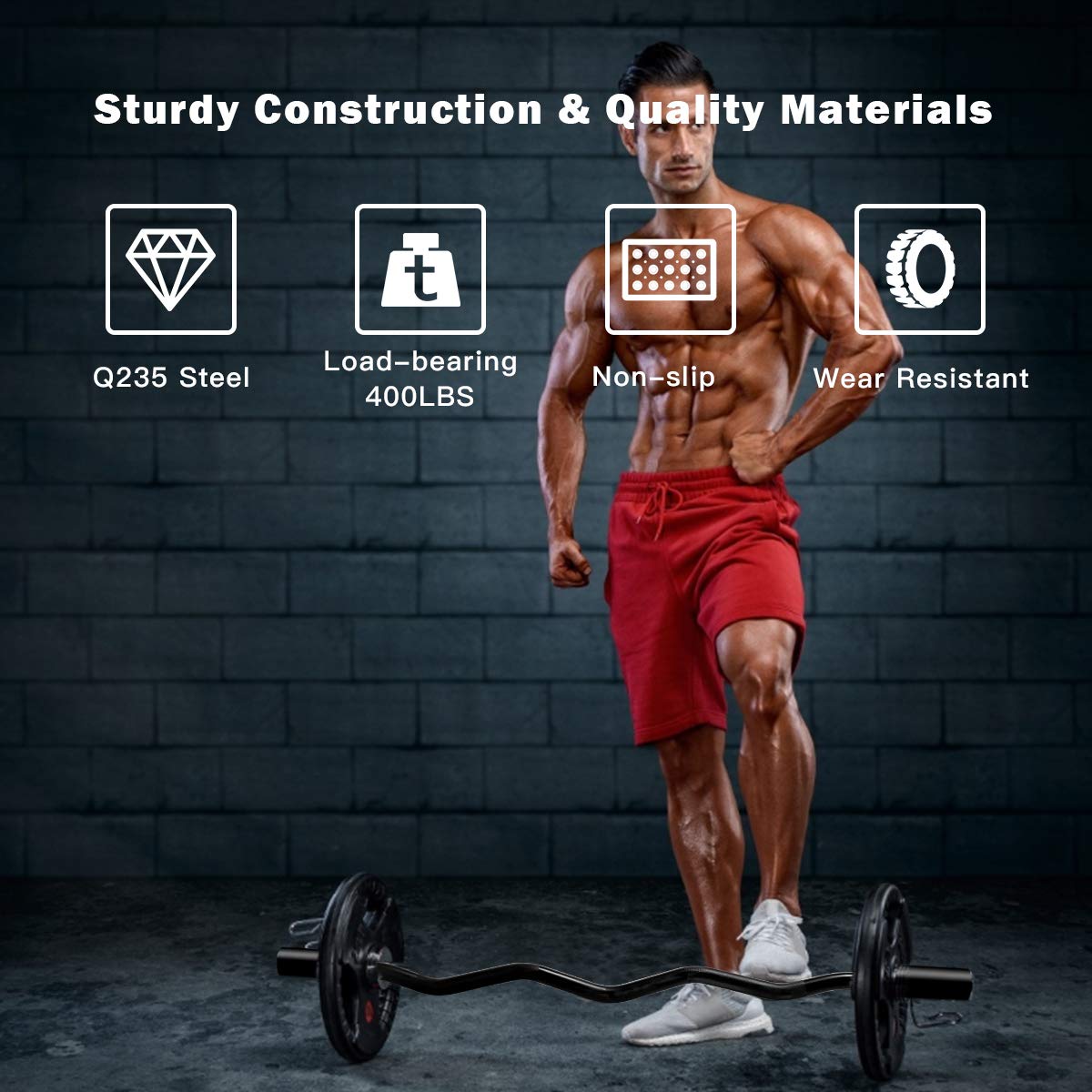 400Lbs Olympic EZ Curl Bar for Strength Training