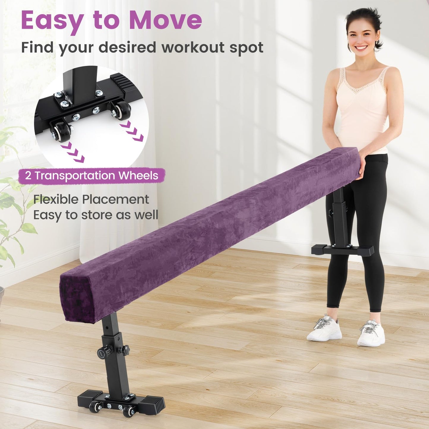 Goplus 7.5FT High and Low Gymnastics Beam with 3 Heights