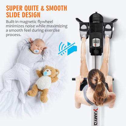 Folding Rowing Machine,Magnetic Rower with Adjustable Resistance and LCD Display