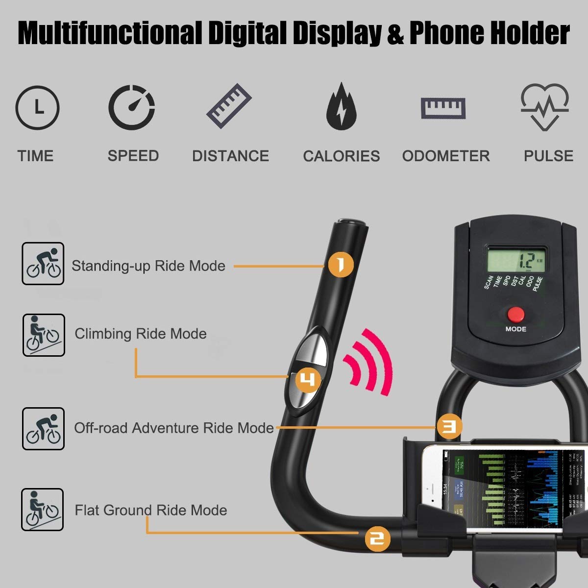 Goplus Indoor Cycling Bike, Silent Belt Drive Exercise Bike with Steel Flywheel, Phone Holder