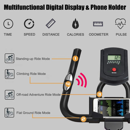 Goplus Indoor Cycling Bike, Silent Belt Drive Exercise Bike with Steel Flywheel, Phone Holder