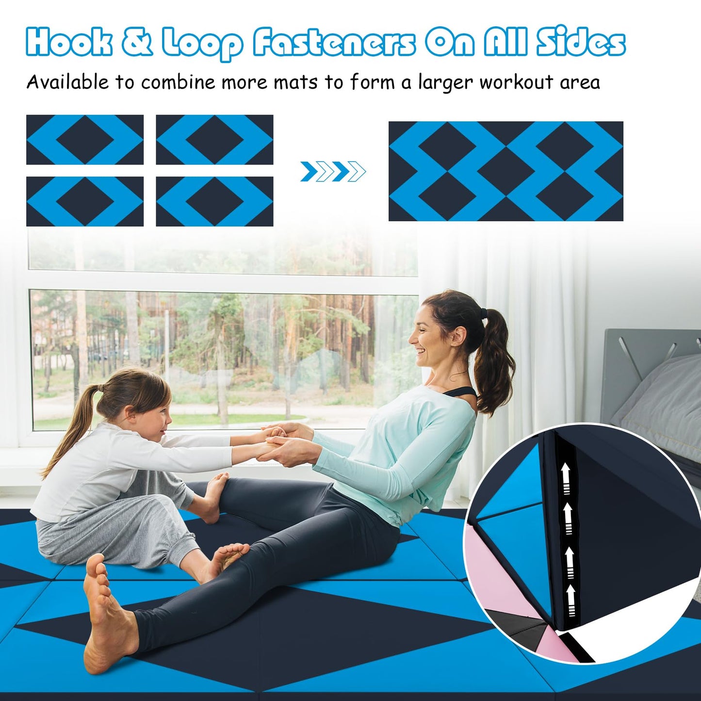 Goplus 8' x 4' x 2 Folding Tumbling Mat with Carry Handles Hook & Loop Fasteners