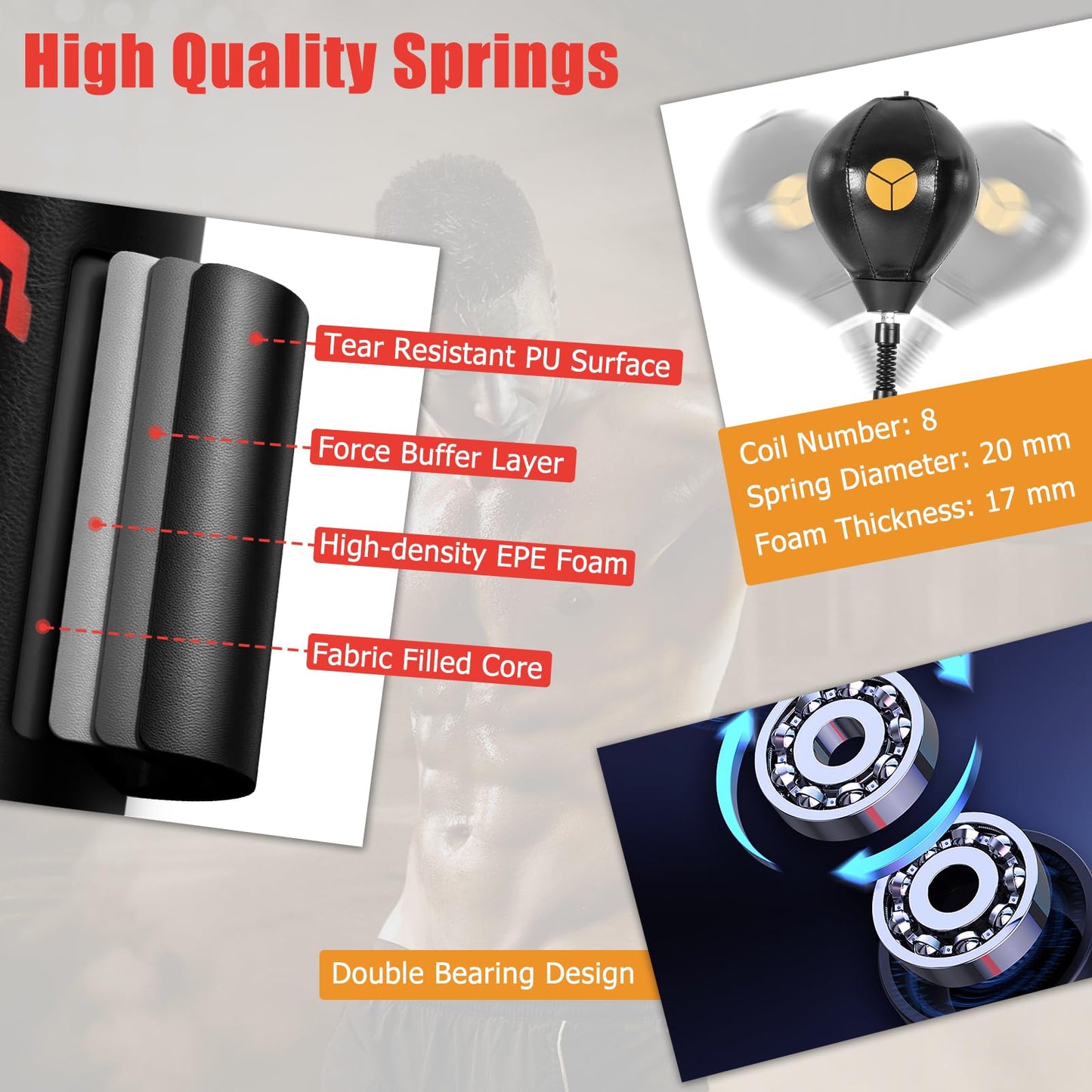 Goplus Boxing Speed Trainer, Freestanding Punching Bag 360-degree Spinning Bar with 2 Reflex Speed Balls