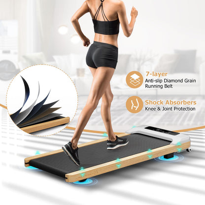 Goplus Walking Pad, Wooden Under Desk Treadmill for Home and Office