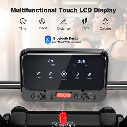 Goplus 2.25HP Folding Treadmill, Electric Superfit Treadmill W/LED Display