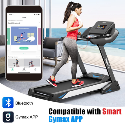 Goplus 4.75HP Folding Treadmill with 15% Auto Incline and APP, Commercial Heavy Duty Superfit Treadmill with 20 Preset Programs