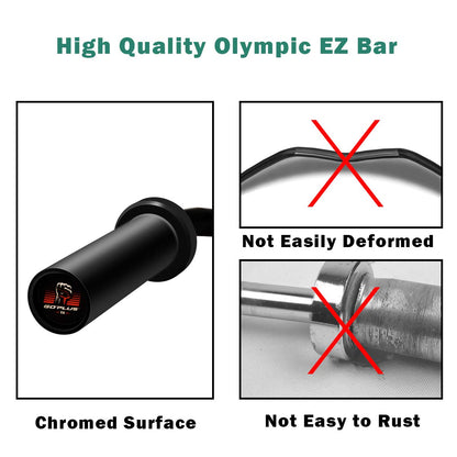 400Lbs Olympic EZ Curl Bar for Strength Training