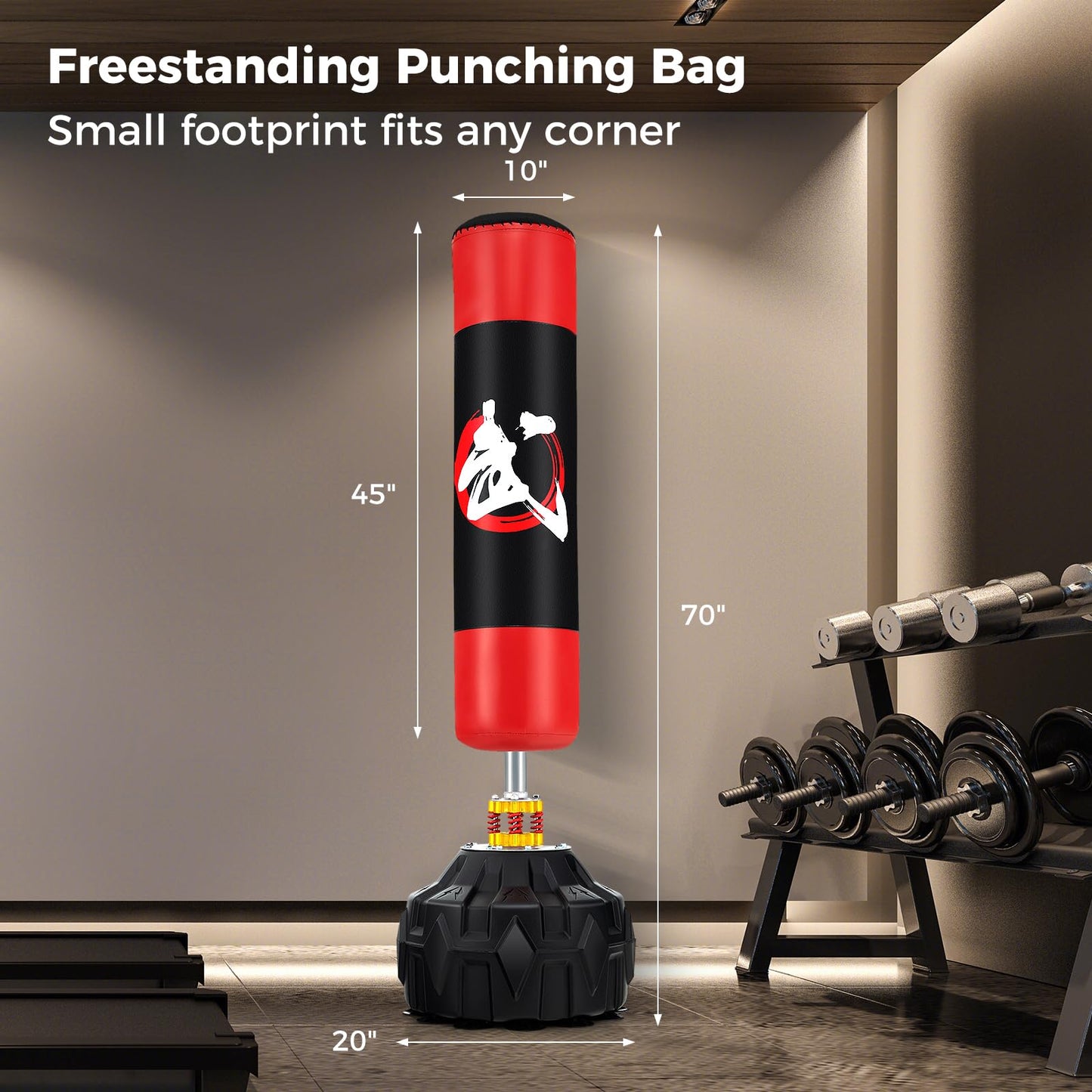 Goplus Freestanding Punching Bag, 70 Heavy Boxing Bag w/Fillable Base