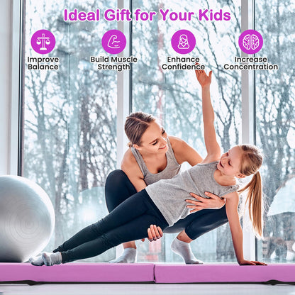 Goplus 7 FT Folding Balance Beam, Foam Floor Gymnastic Beam w/Removable Suede Cover, Non-Slip Bottom