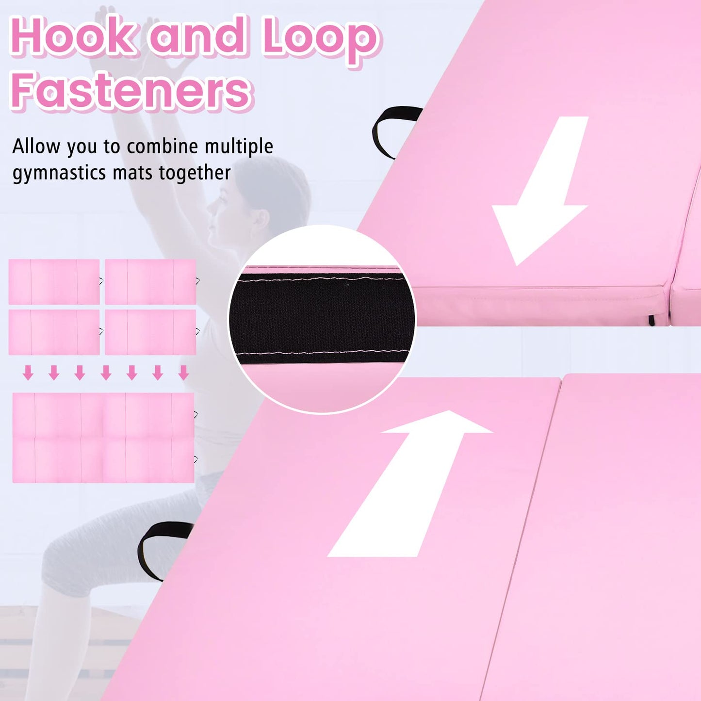 Goplus 8' x 4' Folding Gymnastics Mat, 2 Thick 4 Fold Exercise Tumbling Mat with Carrying Handles for Home Gym Fitness