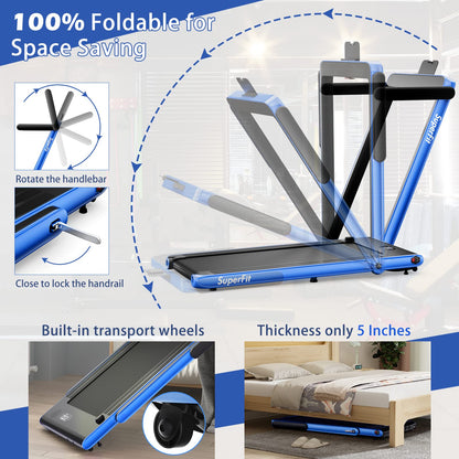 Goplus 2 in 1 Under Desk Treadmill, 2.25HP Superfit Folding Treadmills for Home Office w/Smart APP